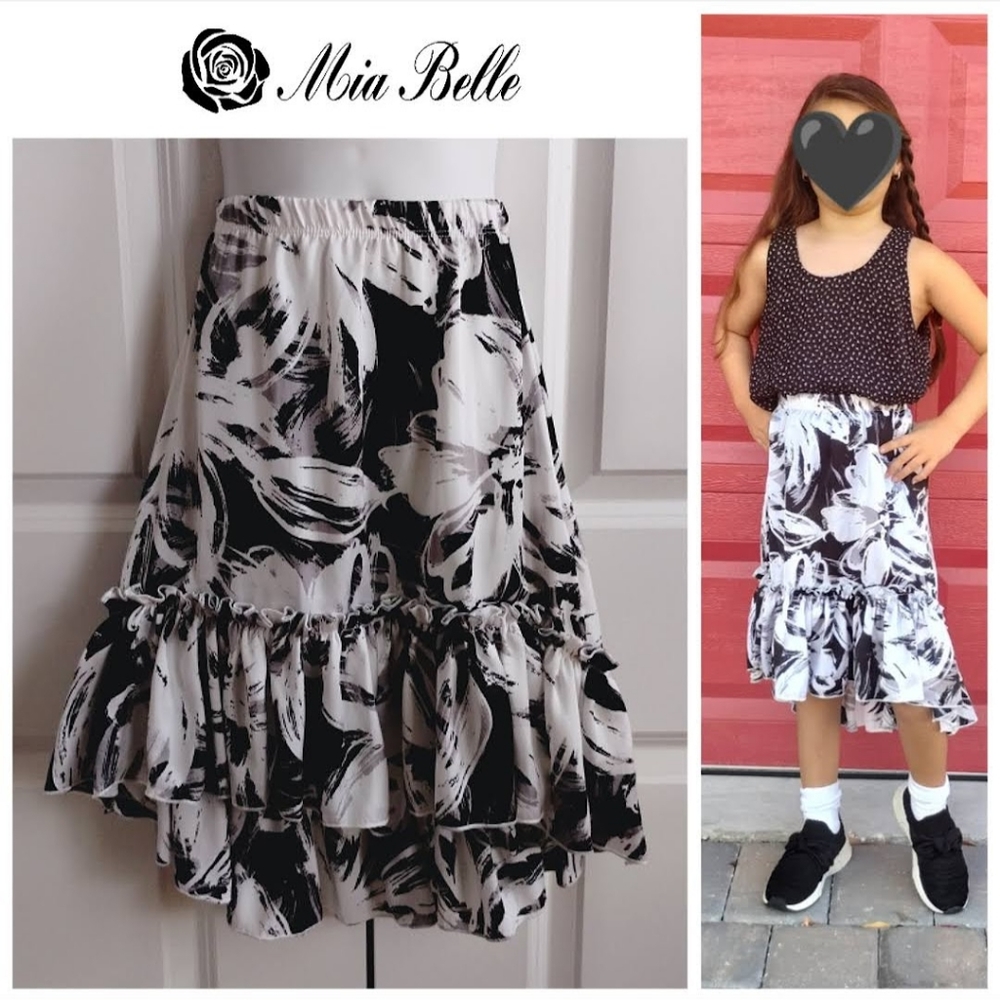 Mia Belle Floral Hi-Lo Skirt